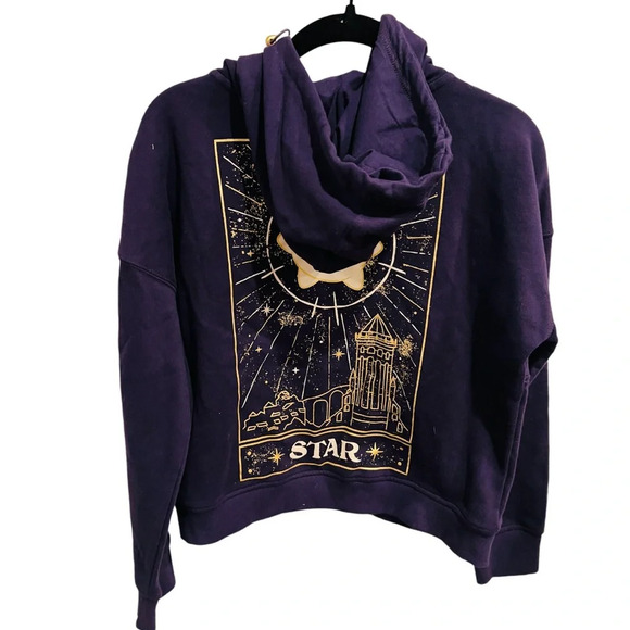 Disney Hoodie Womens Purple Gold Wish Star Look Up Half Zip Size Small - Picture 7 of 8